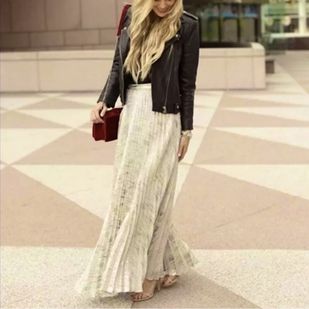 Moulinette Soeurs metallic pleated maxi skirt